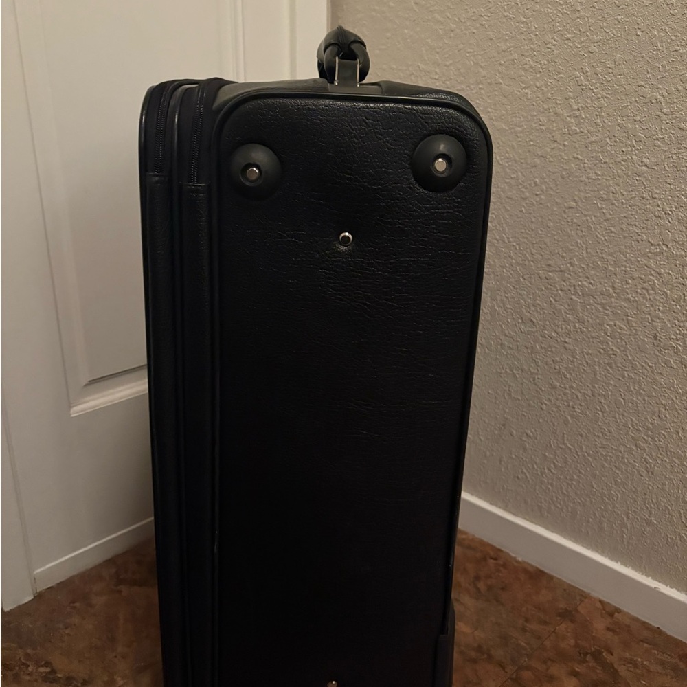 Montblanc Solid Black Leather Rolling Travel Bag - image 4